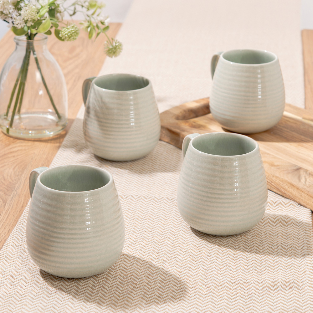 Pack of 4 Sora Reactive Glaze Mugs Light Grey Image 5