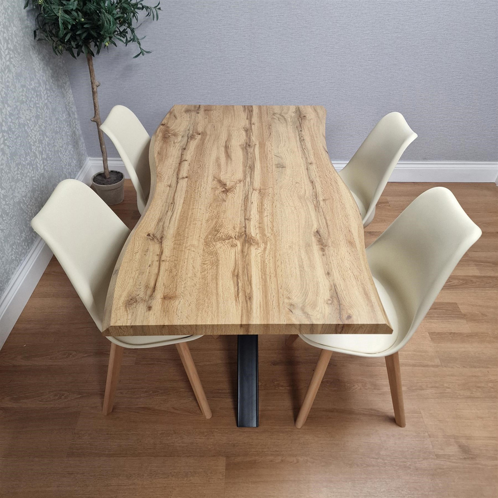 Portland Kosy Koala 4 Seater Modern Dining Set Wood Effect and Cream Image 3