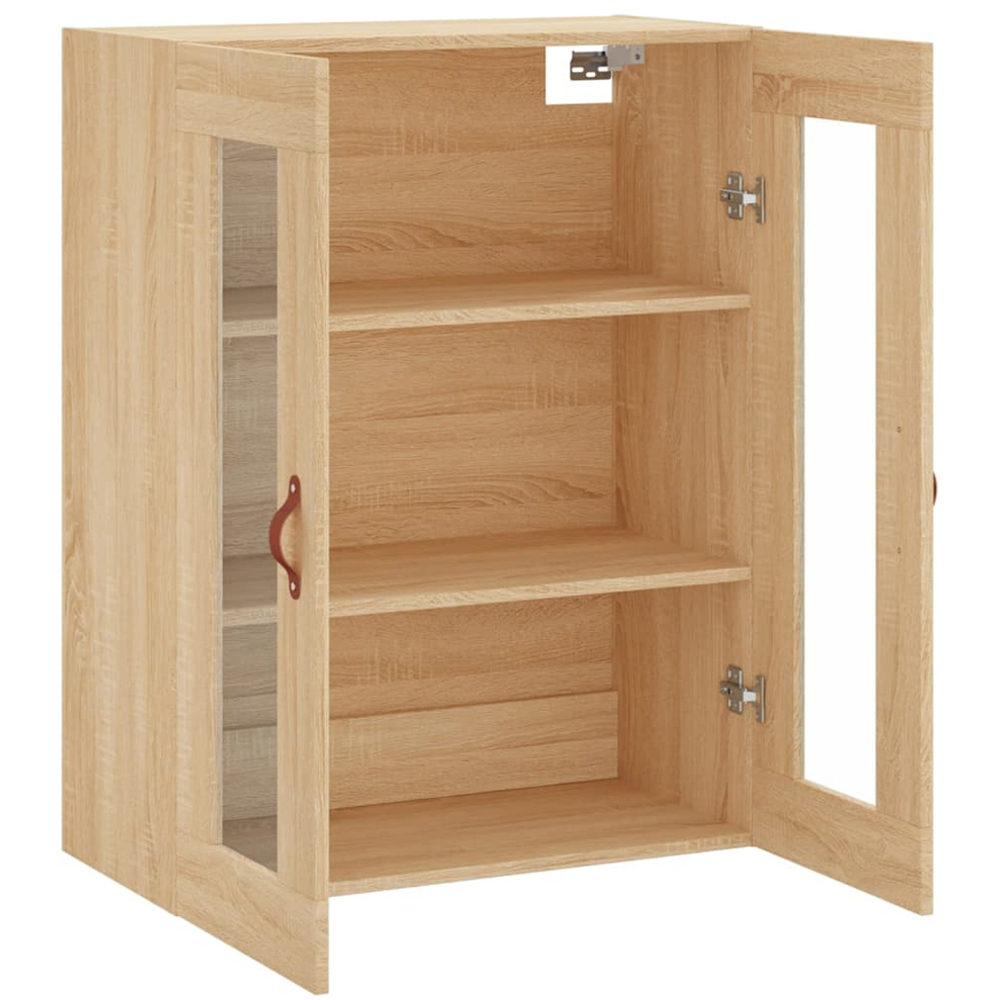vidaXL 2 Glass Door Brown Sonoma Oak Wall Mounted Cabinet Image 7