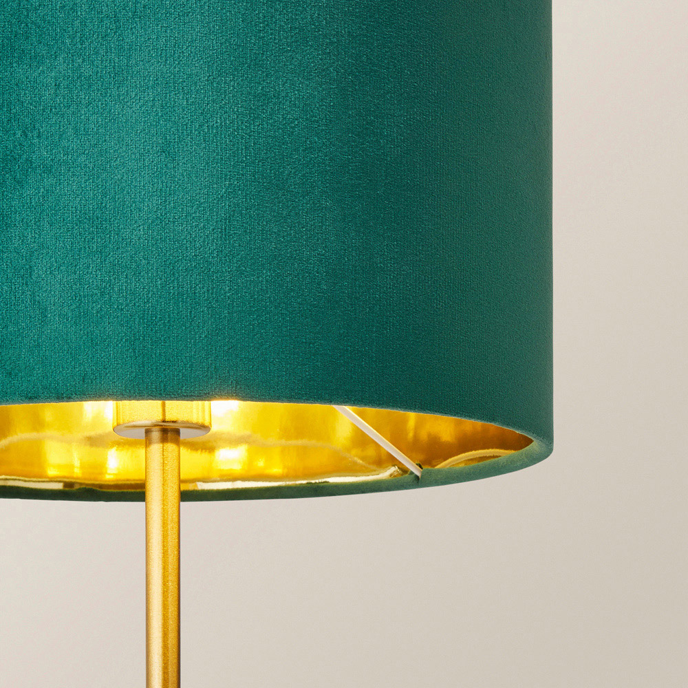 ValueLights Christina Green Velvet and Gold Palm Leaf Table Lamp with Bulb Image 3