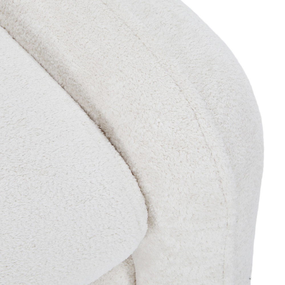 Living and Home White Chenille Upholstered Armchair with Footstool Image 3