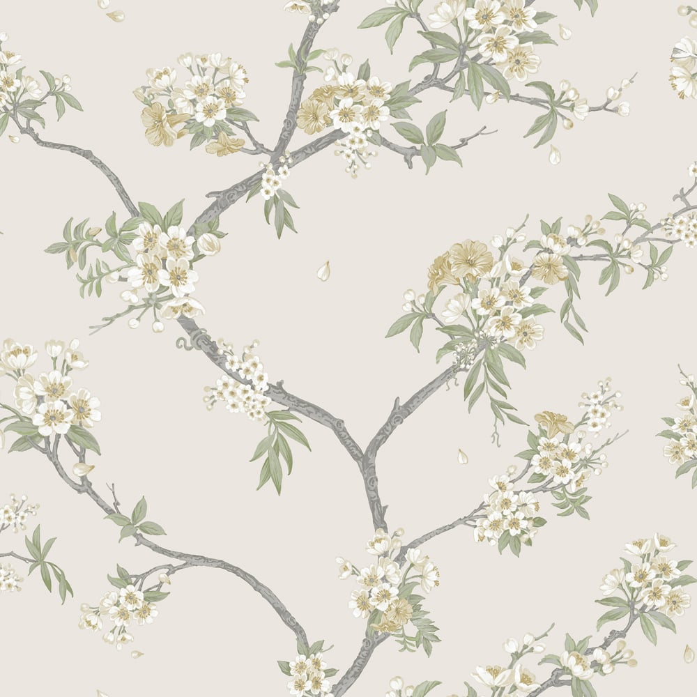 Holden Decor Cherry Blossom Yellow and Cream Wallpaper Image 1