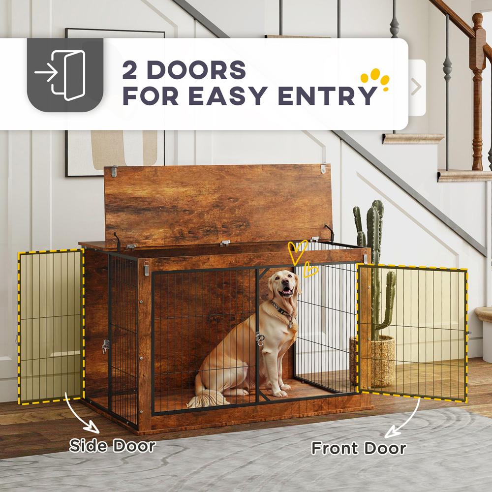 PawHut Extra Large Dog Crate Furniture with Flip Up Top Image 6