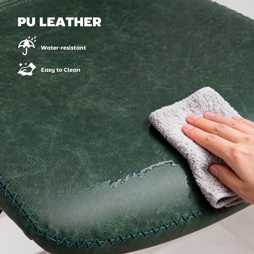 Portland Green PU Leather Height Adjustable Bar Stool Set of 2 Image 7