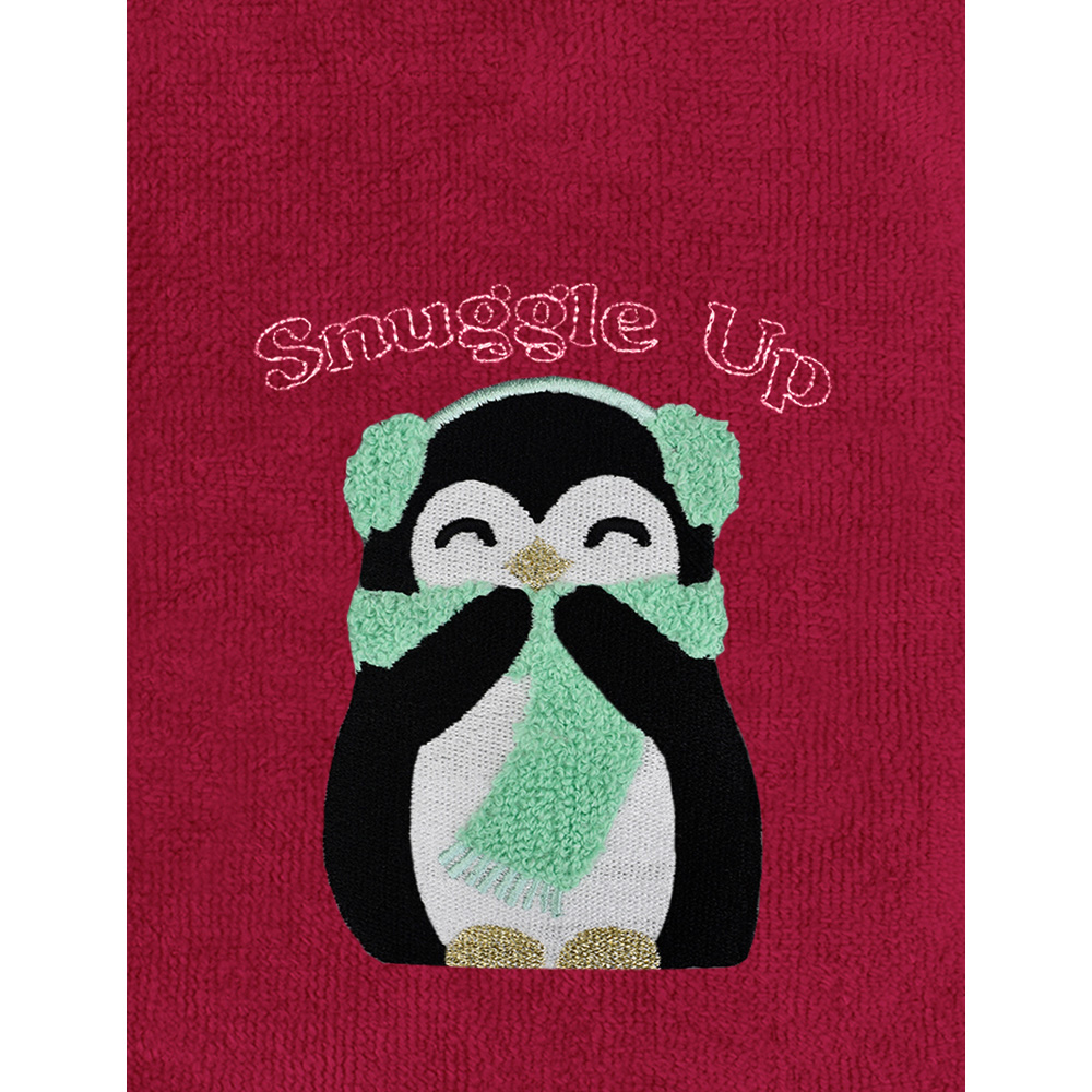 Noel Square Penguins Snuggle Red Hand Towel 2 Pack Image 3