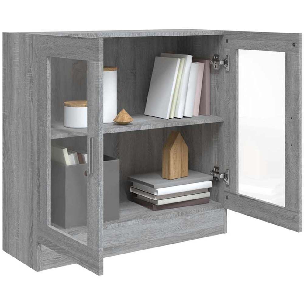 vidaXL Vitrine 2 Glass Door Grey Sonoma Storage Cabinet Image 3