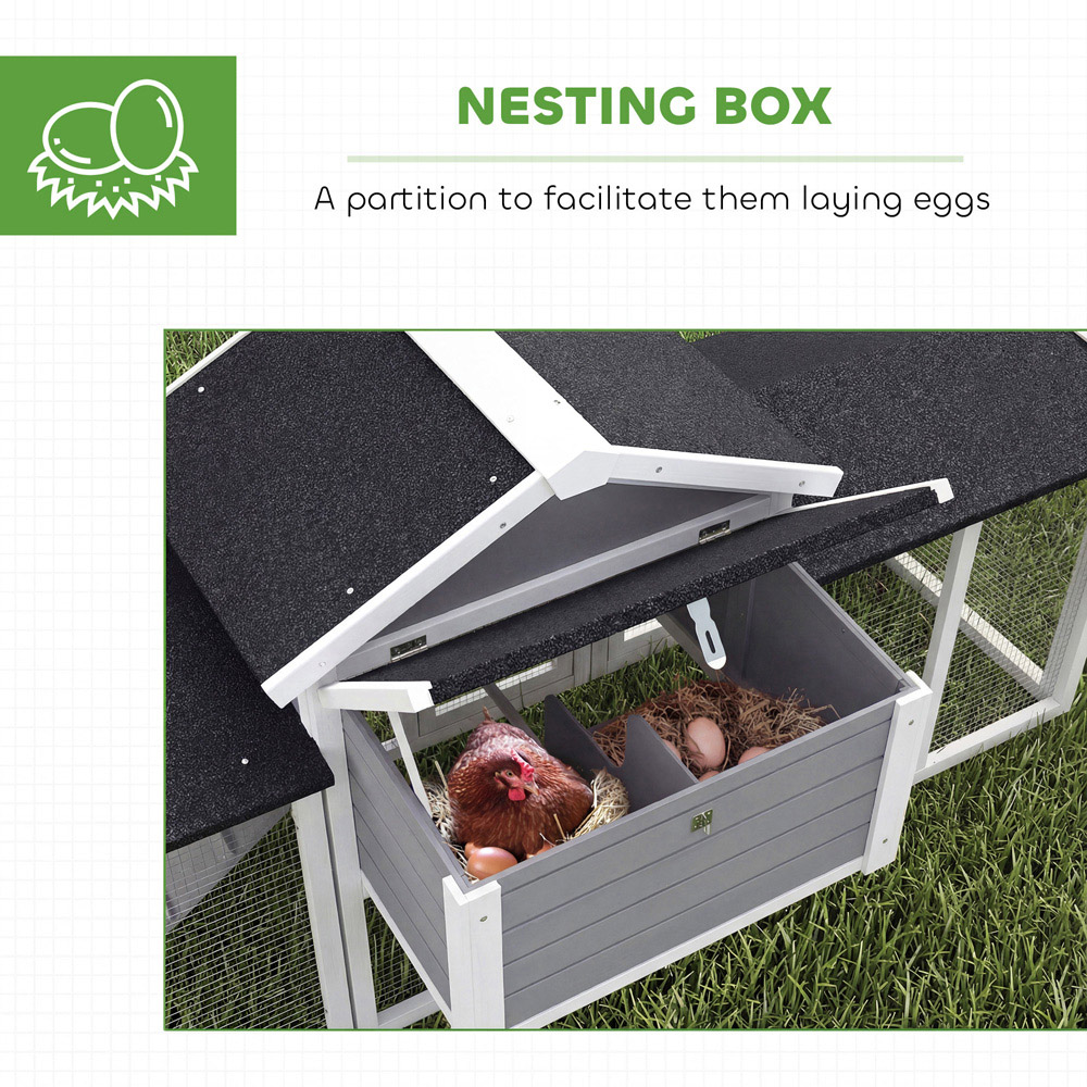 PawHut Wooden Chicken Coop with Nesting Box Run Image 6