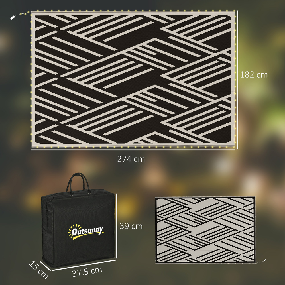 Outsunny Coffee and Black Reversible LED Rug 182 x 274cm Image 8