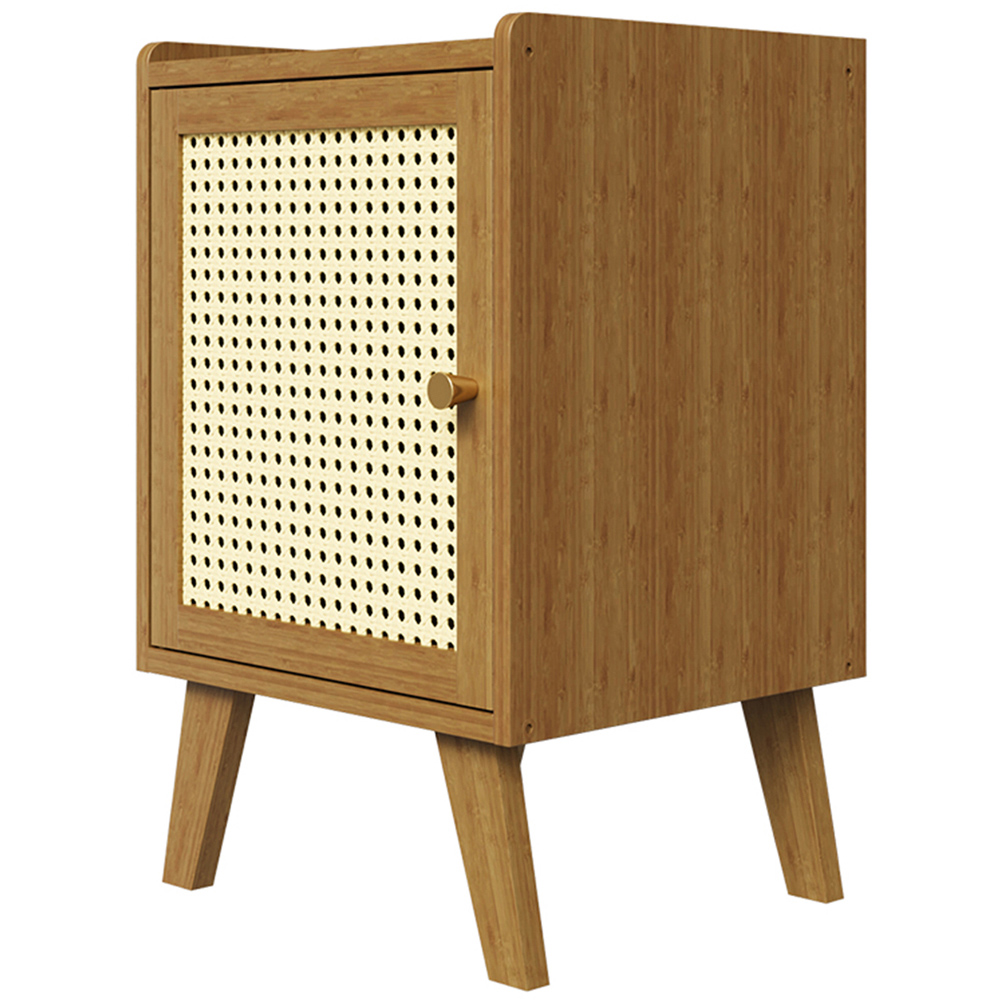 Living and Home Single Door Tawny and Cream Rattan Bedside Table Image 2