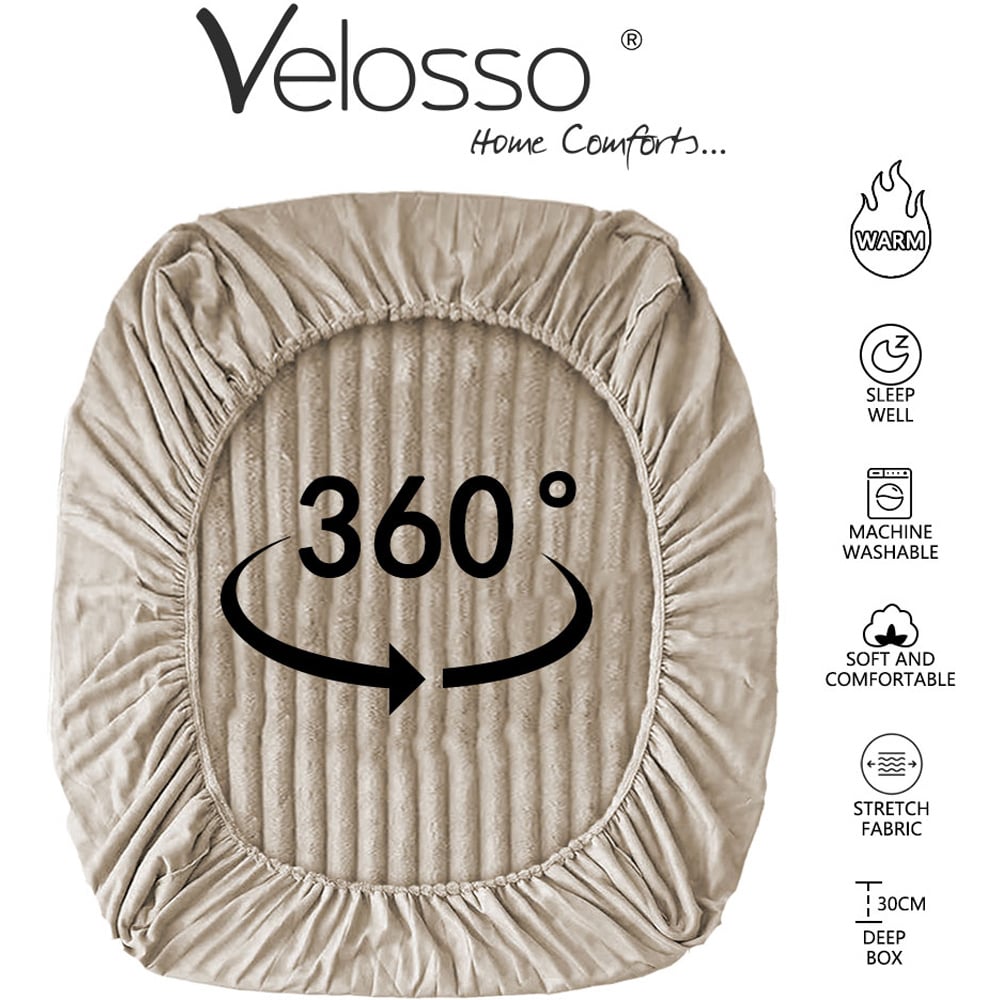 Velosso Single Beige Jumbo Cord Fitted Bed Sheet Image 3