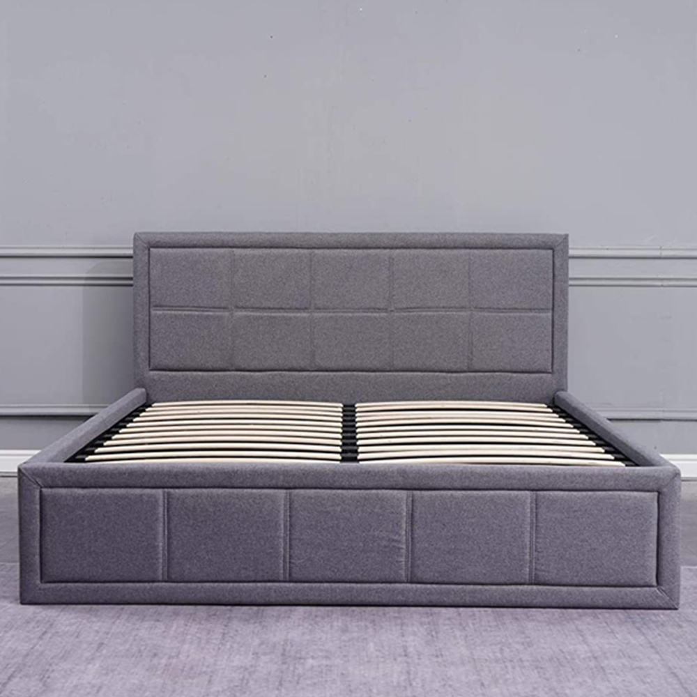 Portland Single Grey Fabric Ottoman Bed Image 3