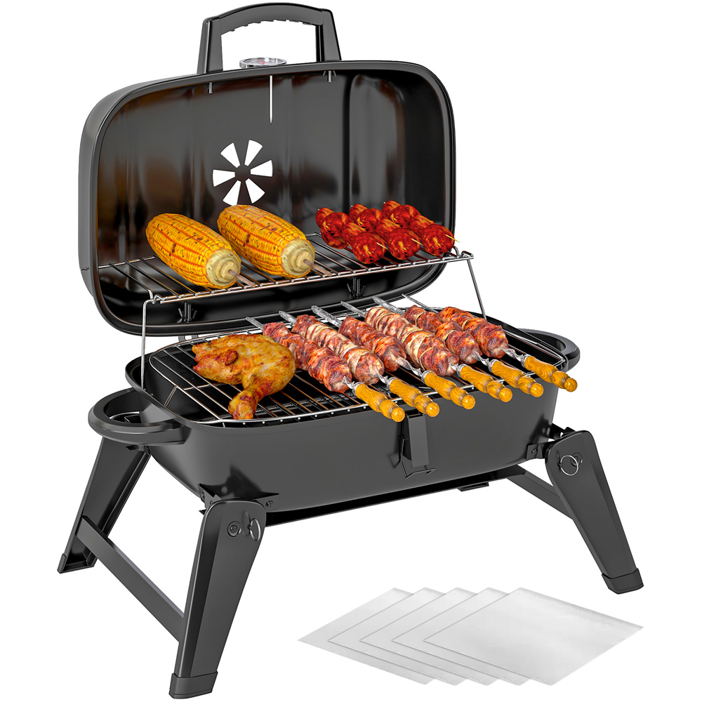 Outsunny Black Foldable Charcoal Barbecue Grill Image 3