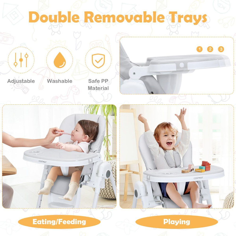 Costway Grey Folding Baby Highchair Image 8