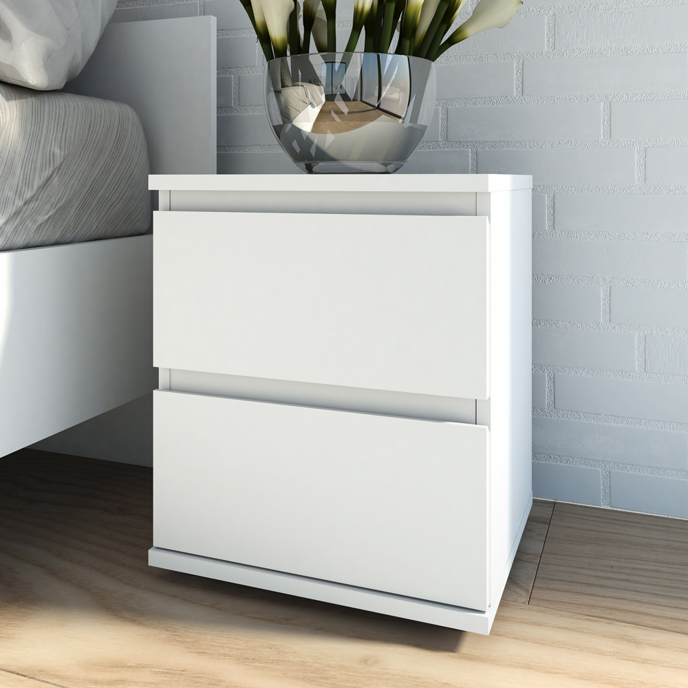 Florence 2 Drawer White Bedside Table Image 6
