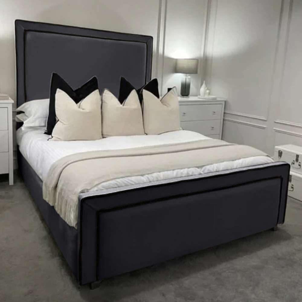 Eleganza Home Bianca Double Steel Plush Velvet Bed Frame with Headboard and Footboard Image 3