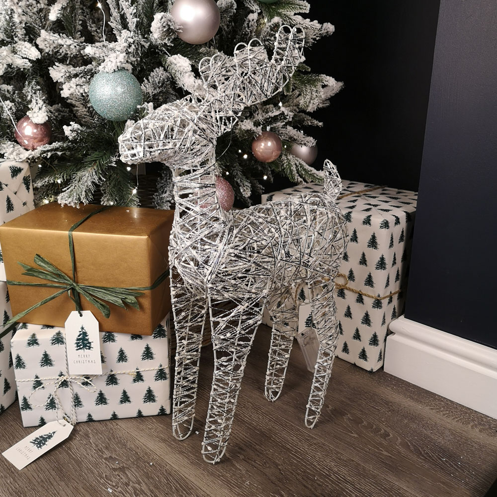 Samuel Alexander Silver Woven Reindeer LED Christmas Decoration 50cm Image 5