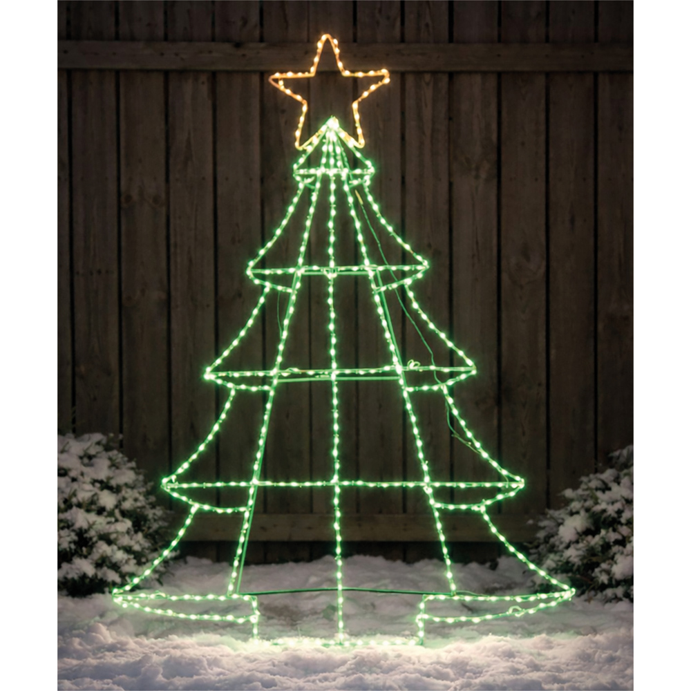 Xmas Haus 420 Green and White Micro LED Christmas Tree Silhouette with Stand 90.5cm Image 2