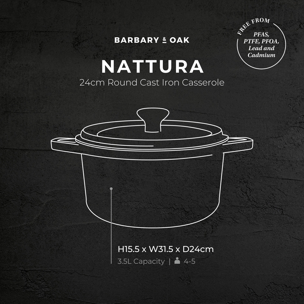 Barbary & Oak Nattura 24cm Agave Cast Iron Round Casserole Dish with Lid Image 9