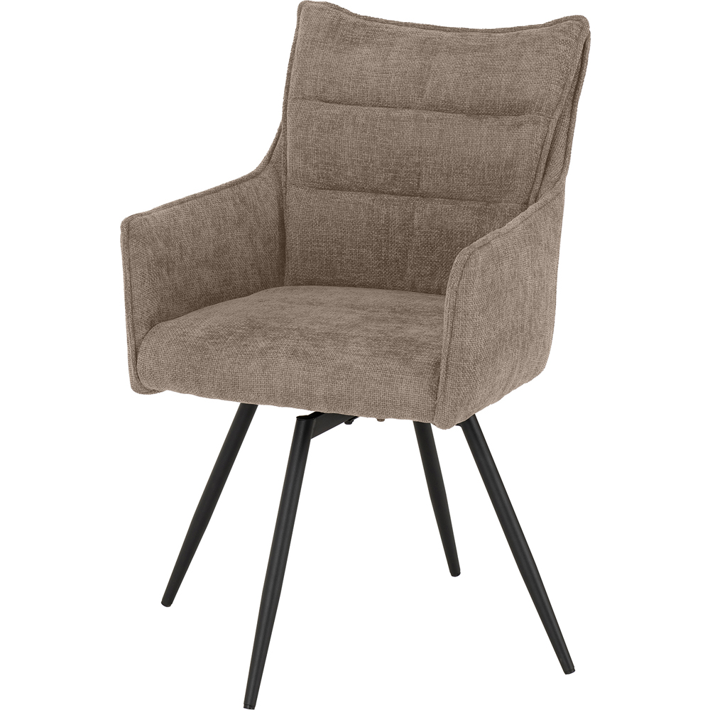 Seconique Lewis Set of 2 Fawn Fabric Carver Swivel Dining Chair Image 5