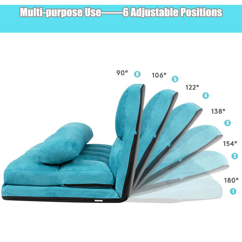 Costway Navy 2 in 1 Folding Floor Sofa Bed with 2 Pillows Image 6