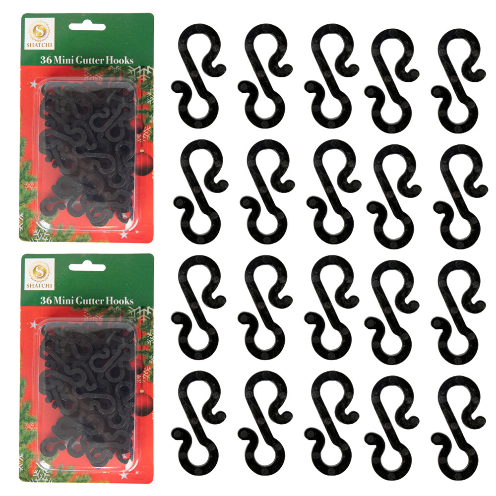 Shatchi Mini Black Outdoor Gutter Hooks 36 Pack Image 3