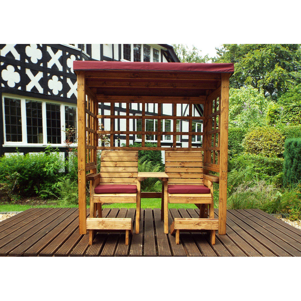 Charles Taylor Henley 2 Seater Arbour with Burgundy Roof Cover Image 5