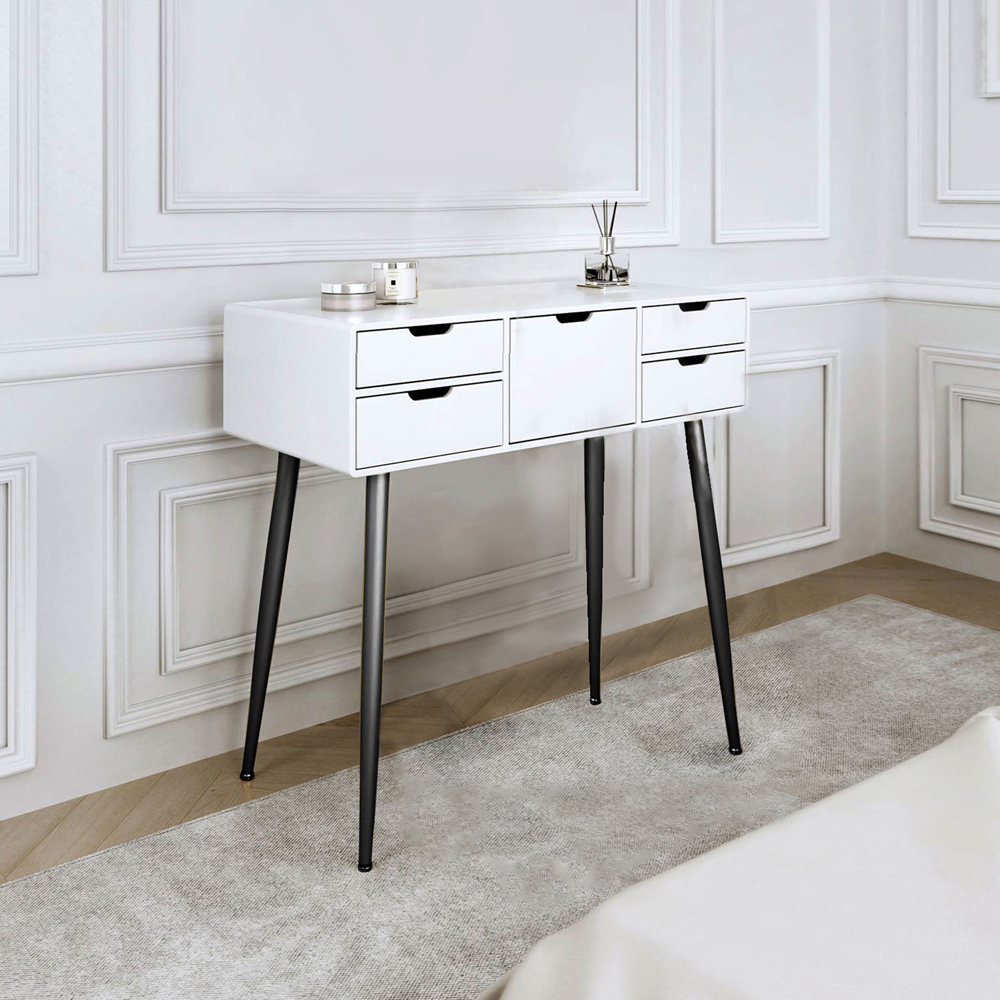 CARME Home Gabriella White and Black Dressing Table Image 5
