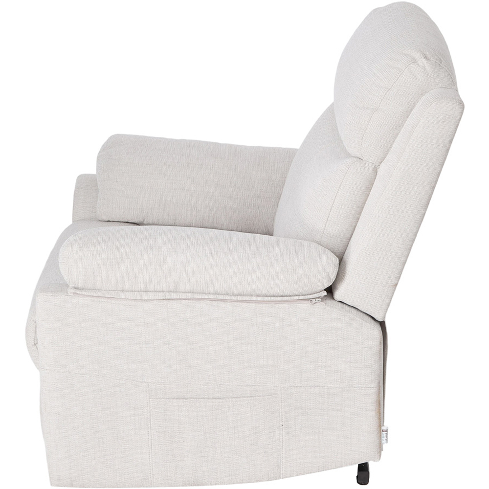 Living and Home Beige White Chenille Push Back Recliner Armchair with Footrest Image 3