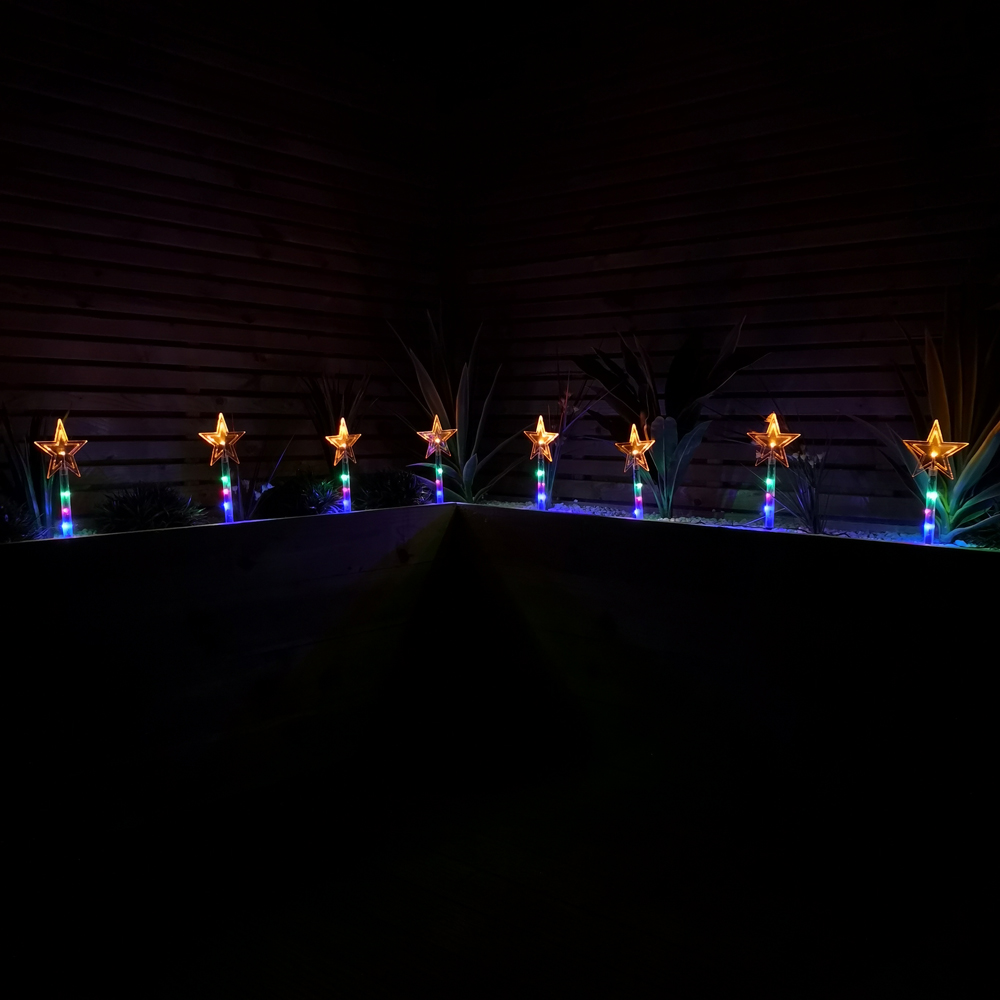 Samuel Alexander Star Multicoloured LED Christmas Path Light 8 Pack Image 5