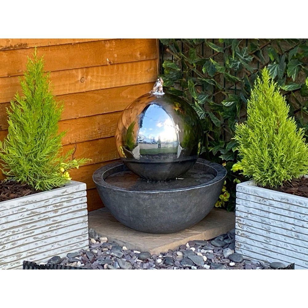 Tranquillity Sphere and Resin Base Solar Powered LED Water Feature Image 2