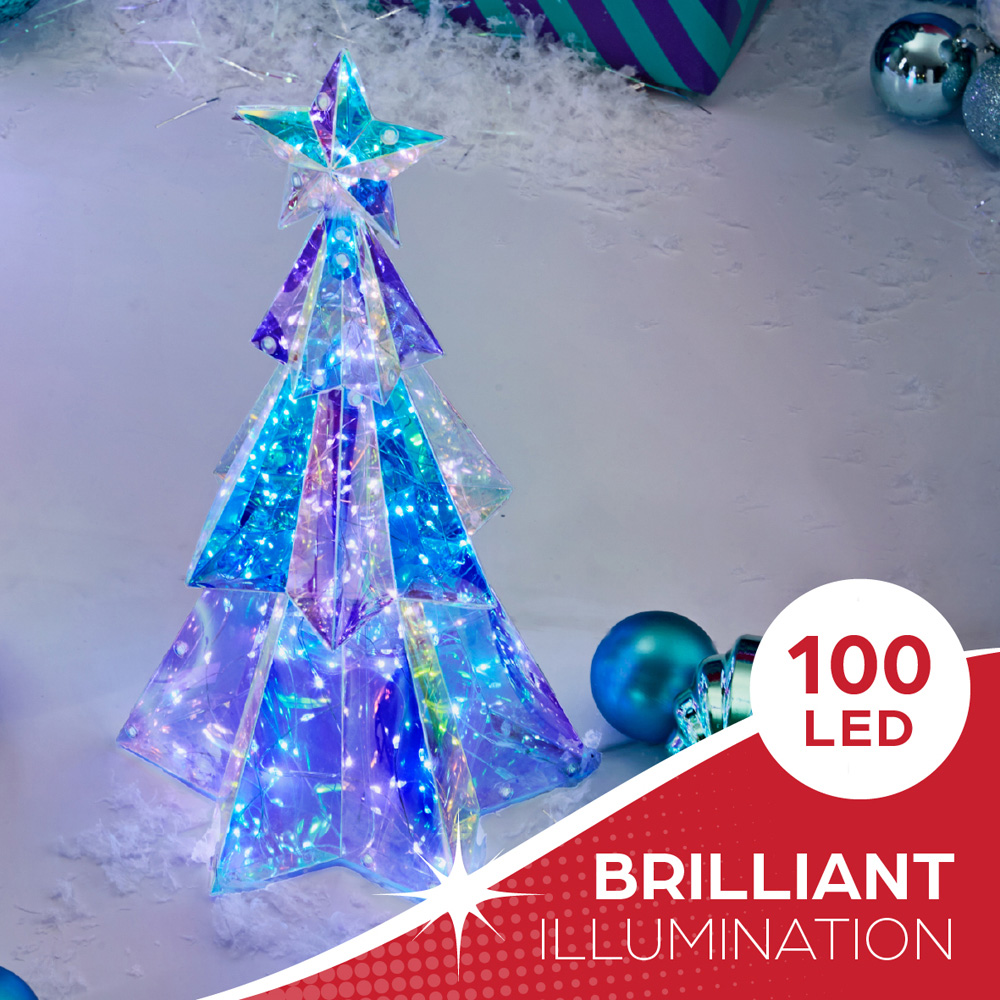The Christmas Workshop 100 Cool White LED Iridescent Mini Xmas Tree Decoration 1.2ft Image 5