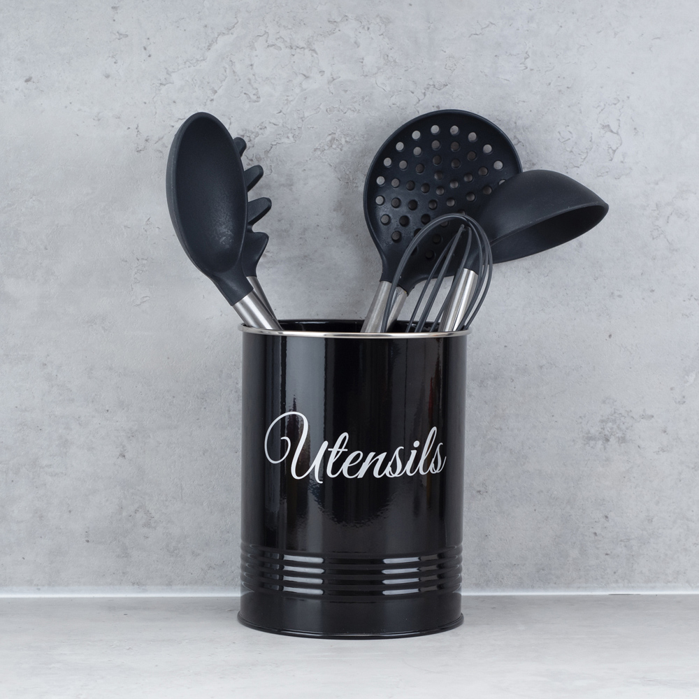Innoteck Essentials Black Metal Utensil Crock Holder Image 2