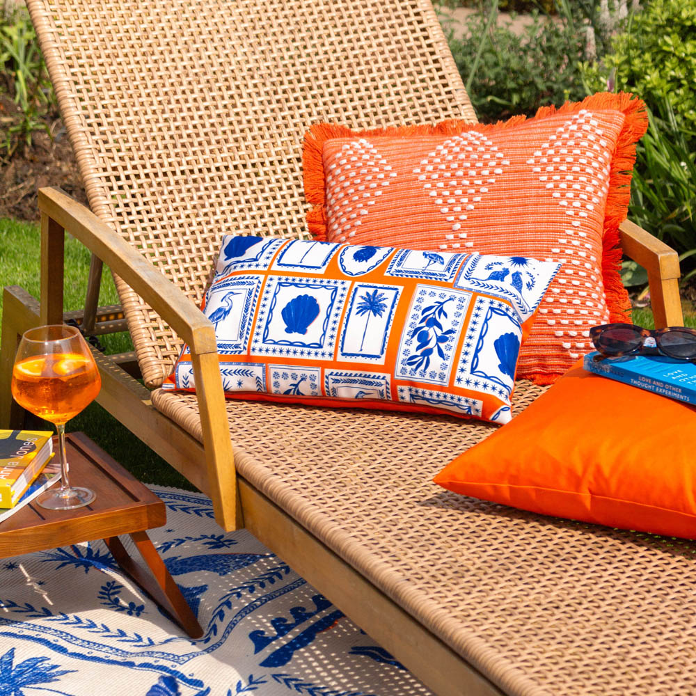 furn. Kadie Orangeade Woven Feather Filled Cushion 45 x 45cm Image 7