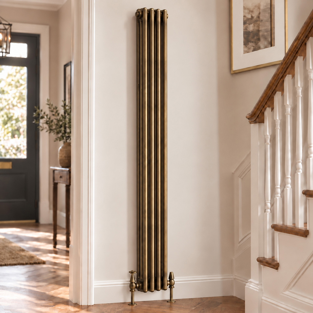 Go Bathrooms Clarence Antique Brass 3 Column Radiator 1800 x 200mm Image 2