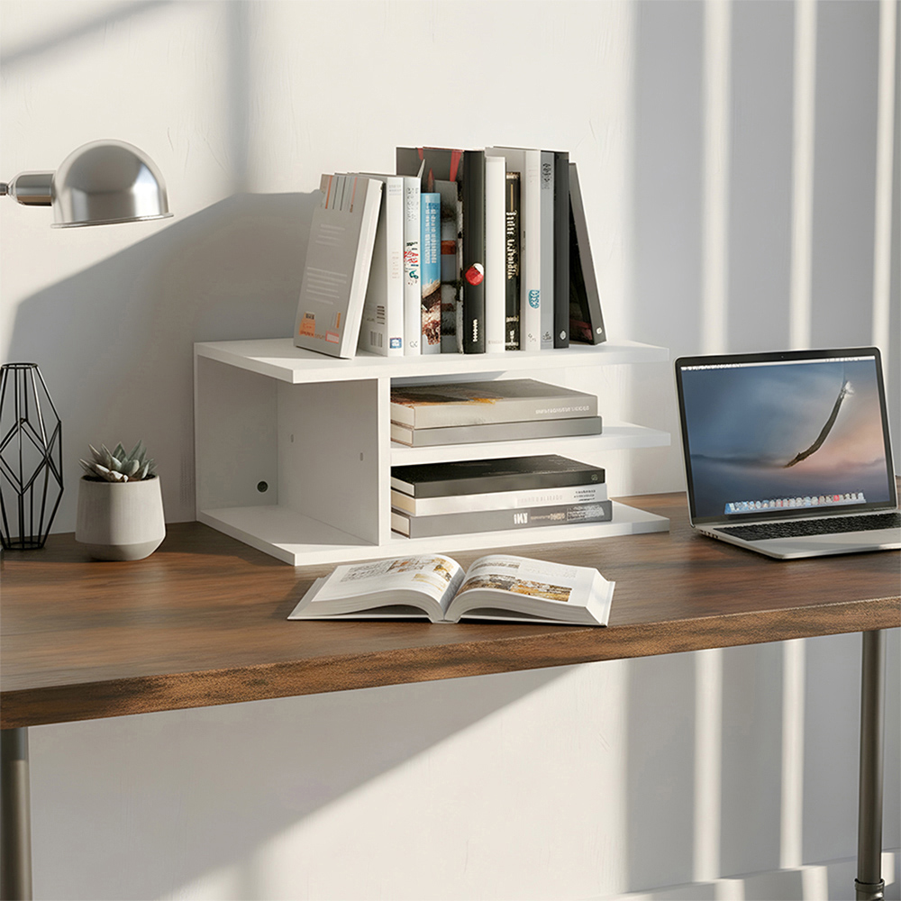 Living and Home 3 Shelf Warm White Desktop Printer Stand Image 6