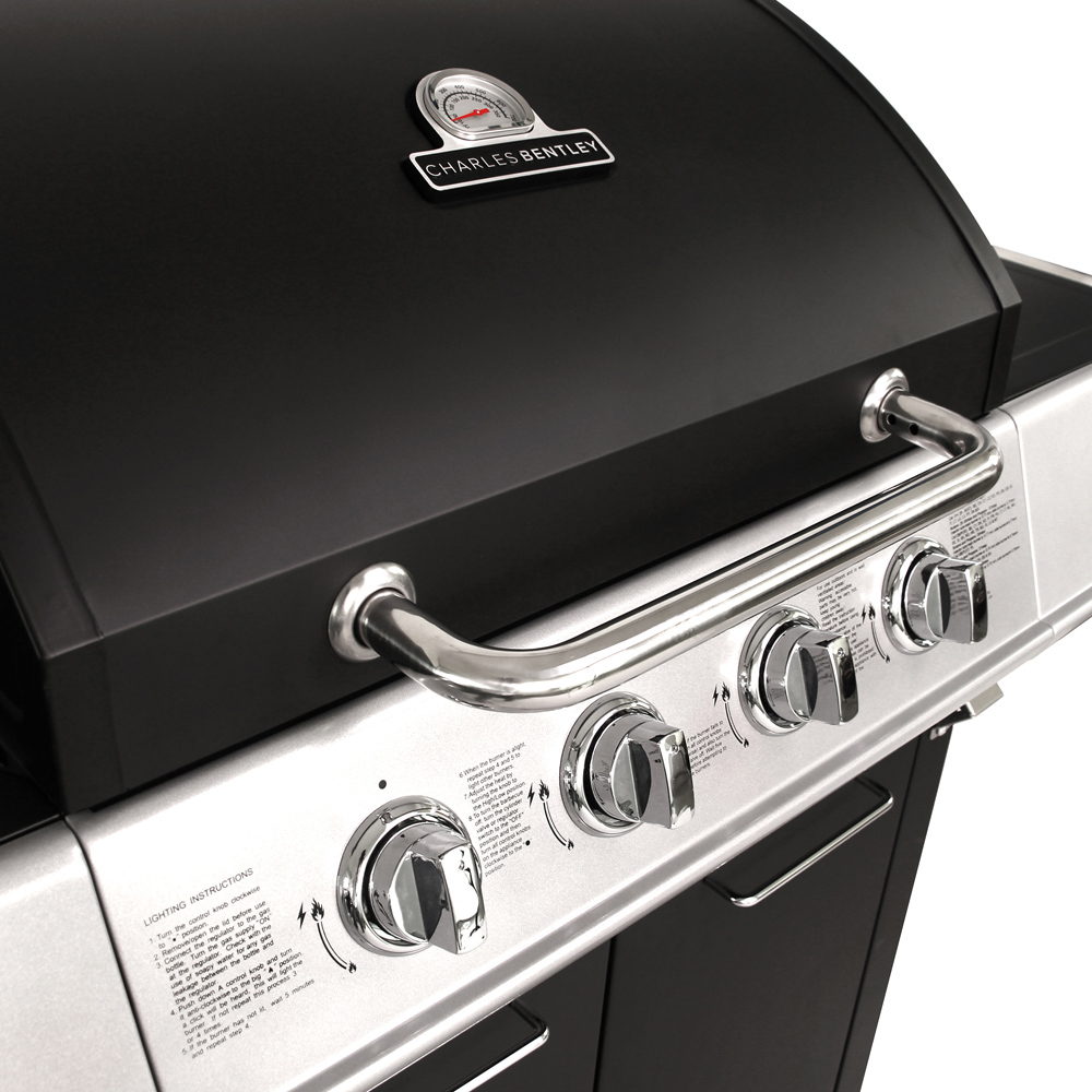Charles Bentley 4 Burner + 1 Side Burner Gas BBQ Black Image 6