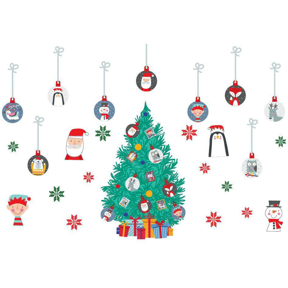 Walplus Christmas Tree and Baubles Self Adhesive Wall Stickers 28 Piece Image 2