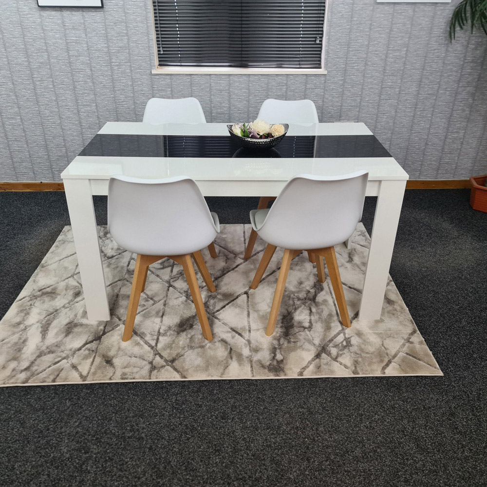 Kosy Koala 4 Seater Plastic and Faux Leather Dining Set Black and White Image 7