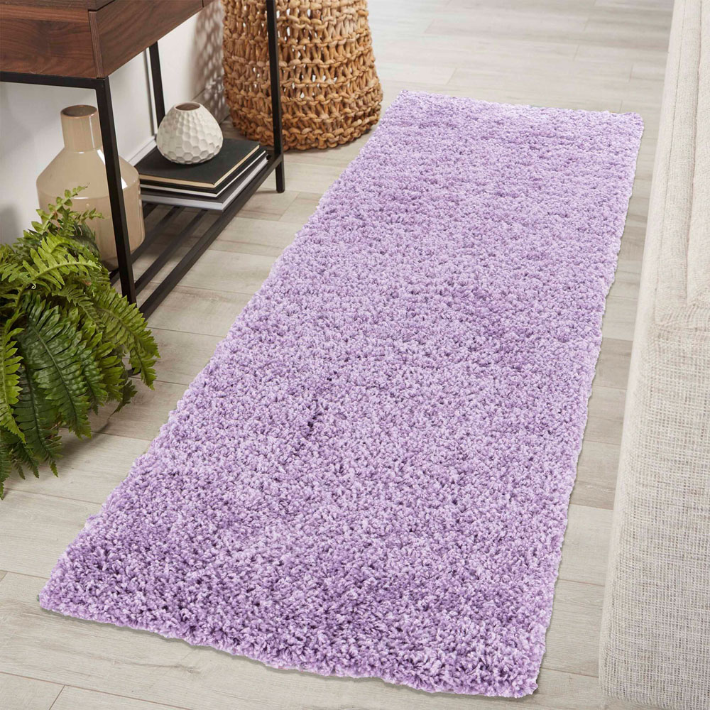 Desire Rugs Oxford Lilac Plain Shaggy Rug 60 x 110cm Image 5