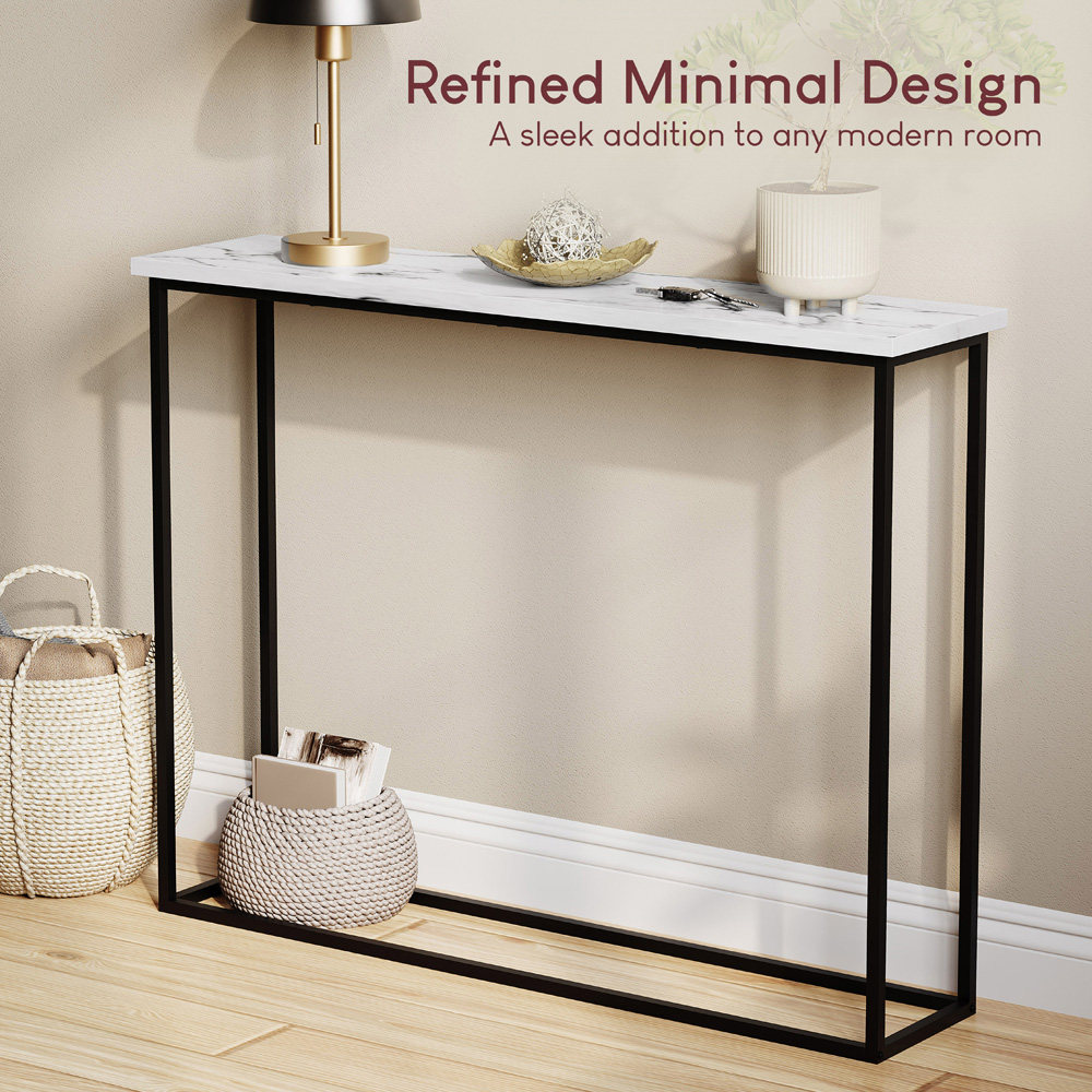 VIDA DESIGNS White Marble and Black Metal Leg Console Table Image 7