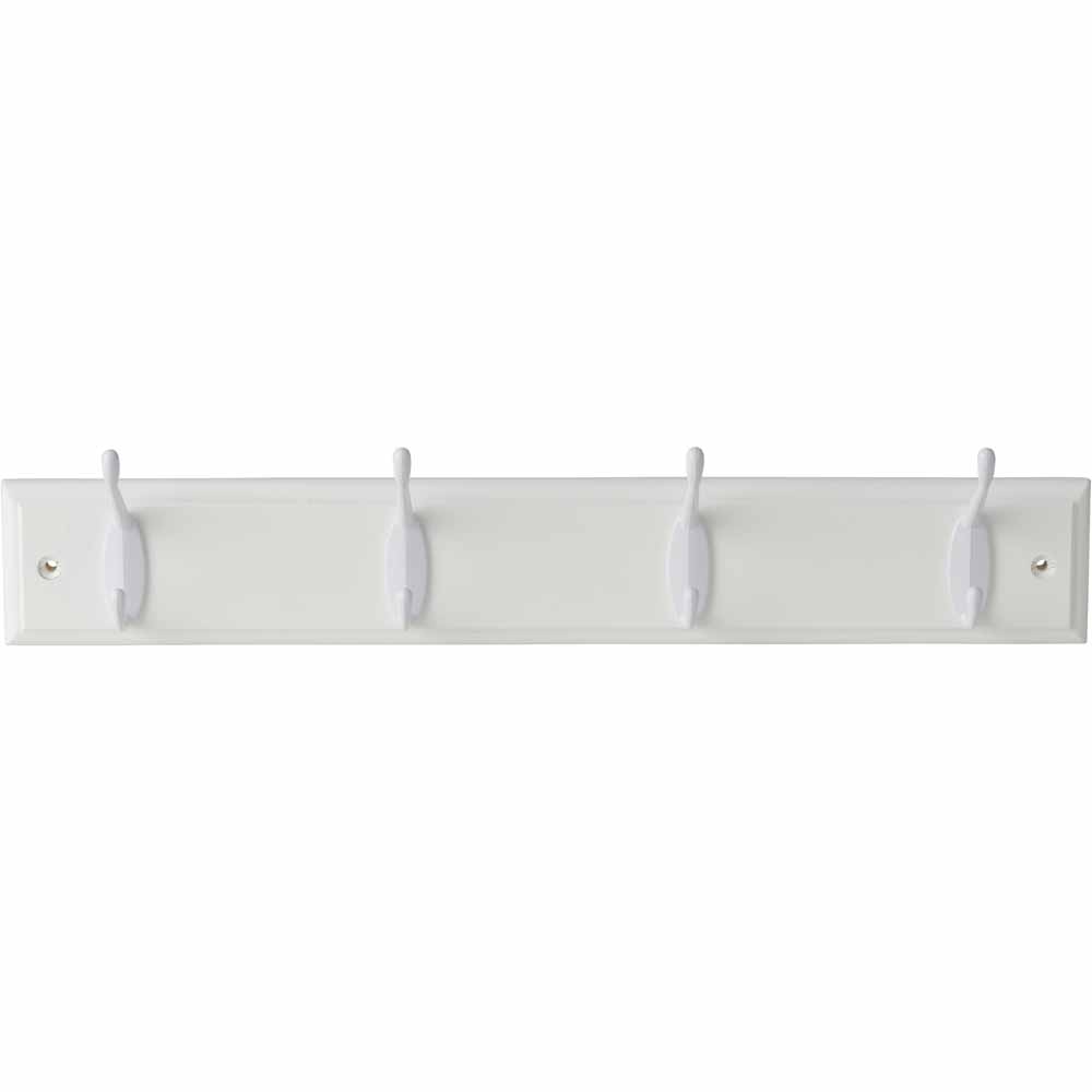 Wilko White 4 Hook Hat and Coat Rail Image 1