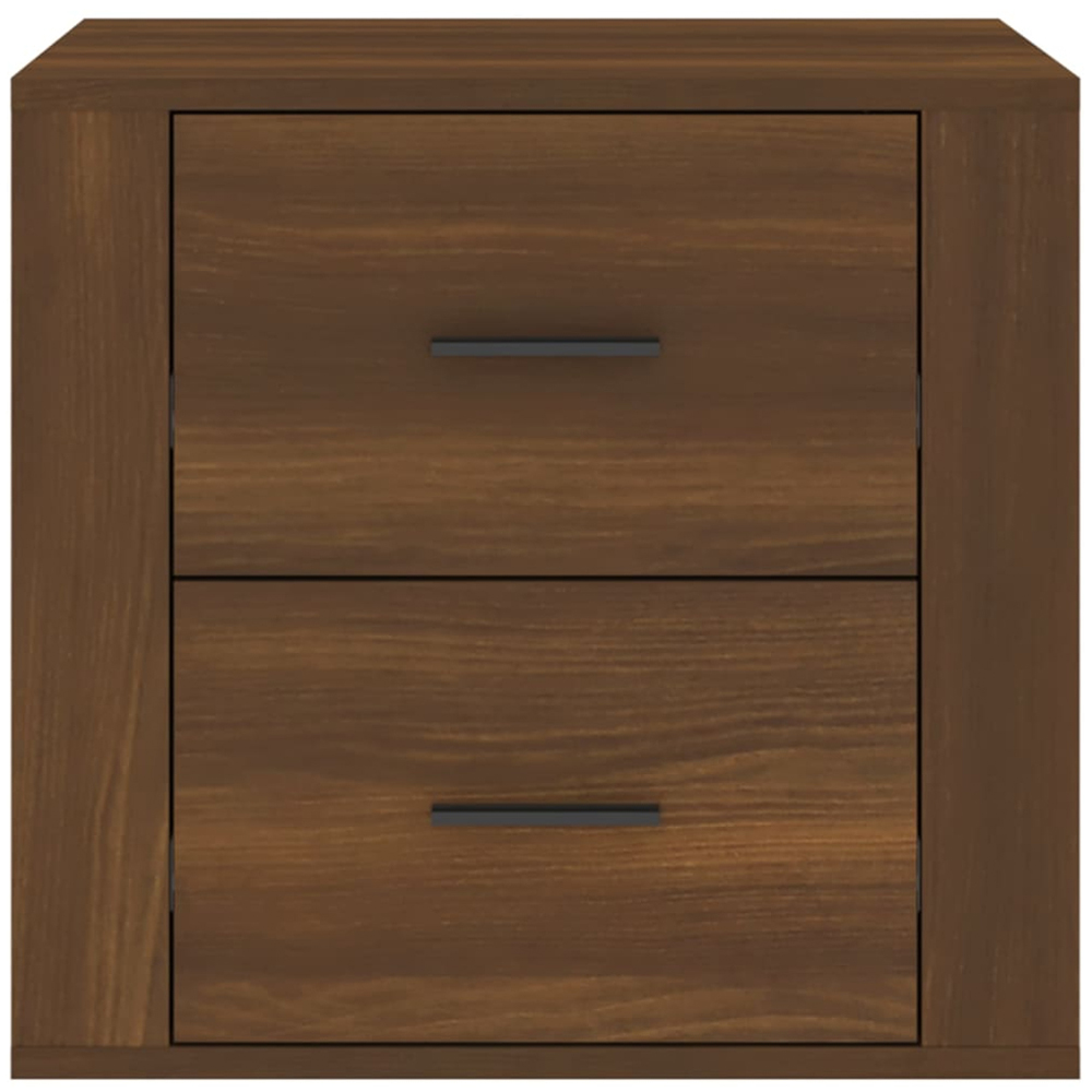 vidaXL 2 Drawer Brown Oak Bedside Table Image 5