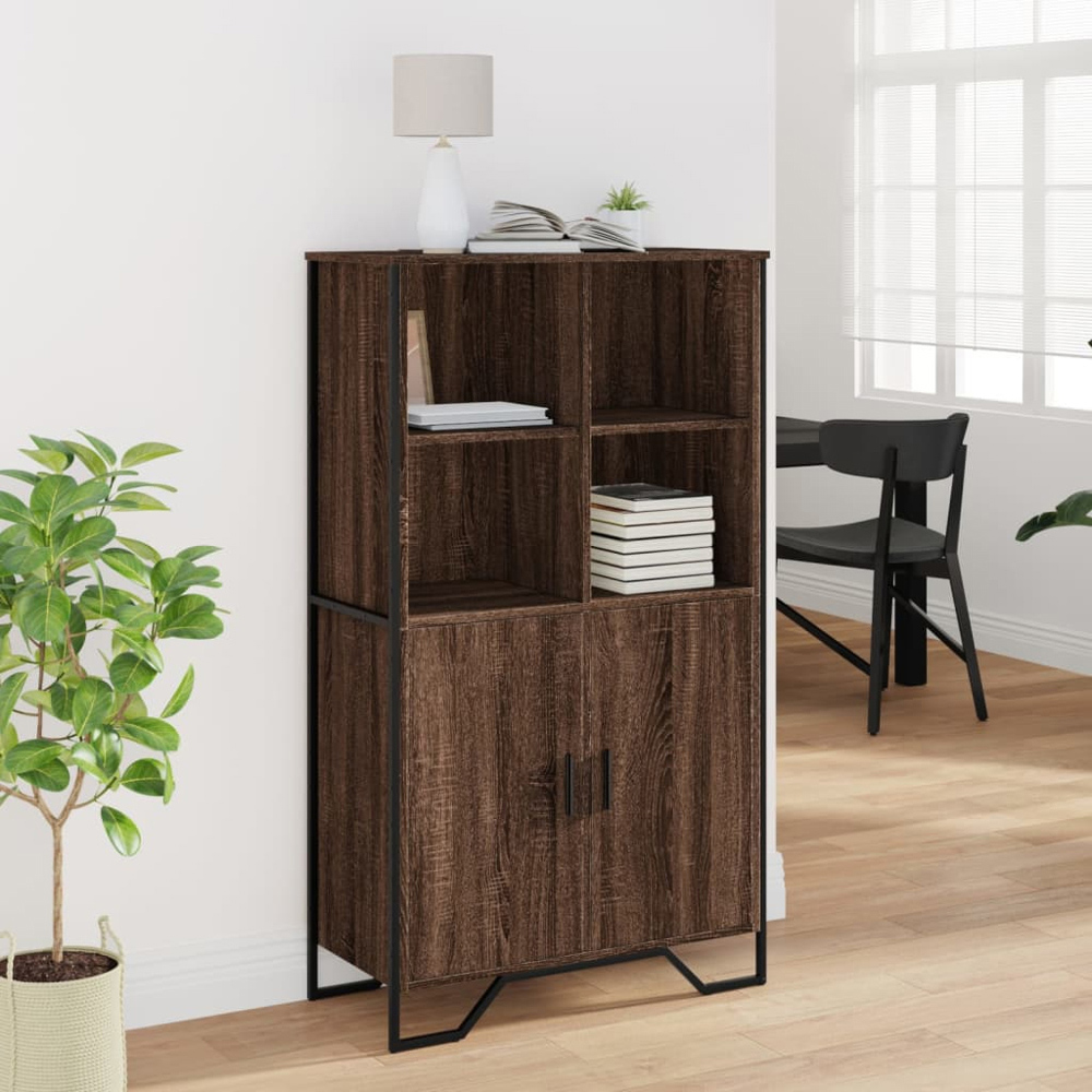 vidaXL 2 Door 4 Shelf Brown Oak Highboard Image 9