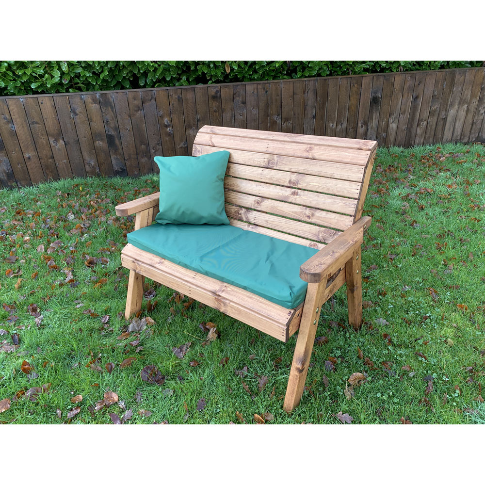 Charles Taylor 2 Seater Traditional Bench with Green Cushions Image 3