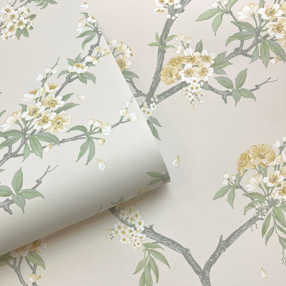 Holden Decor Cherry Blossom Yellow and Cream Wallpaper Image 2