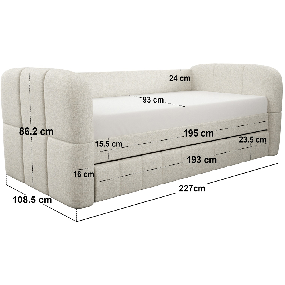 Flair Livia Cream Chenille Day Bed with Trundle Image 7