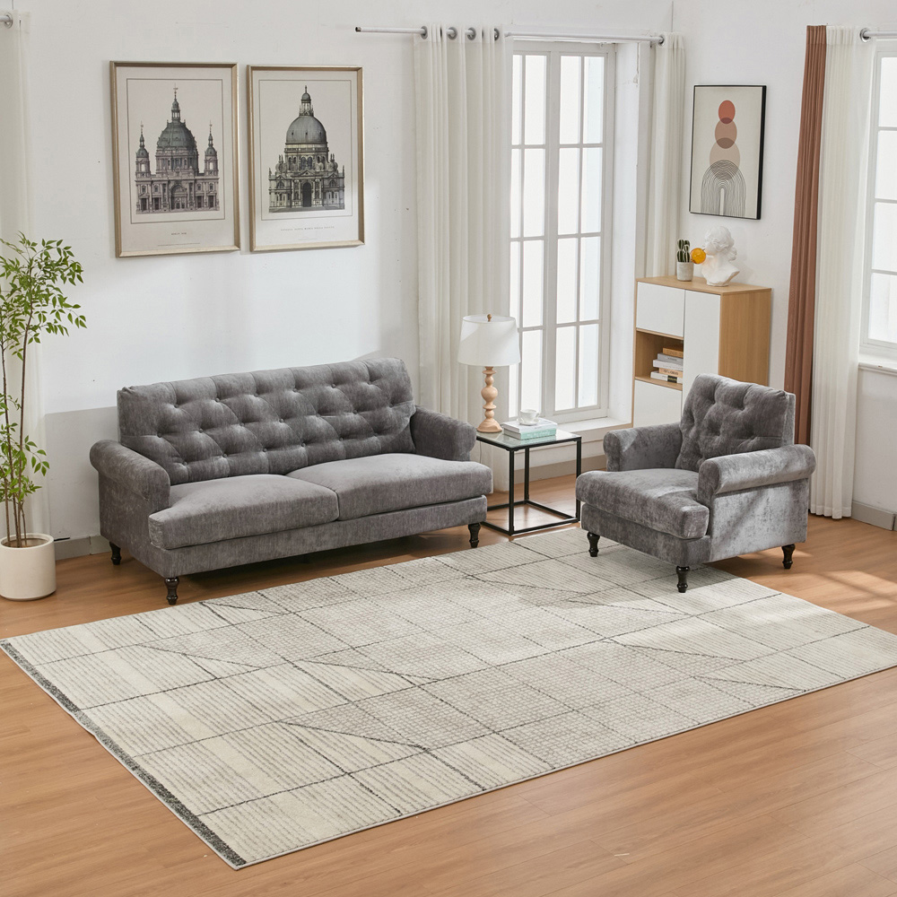 Furniture One 4 Seater Grey Mid Century Sofa Set Image 3