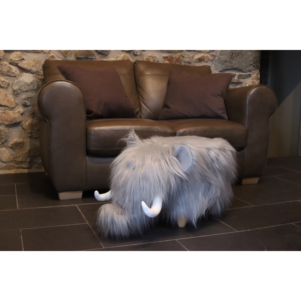 Gardeco Tundra The Woolly Mammoth Grey Synthetic Fur Footstool Image 6