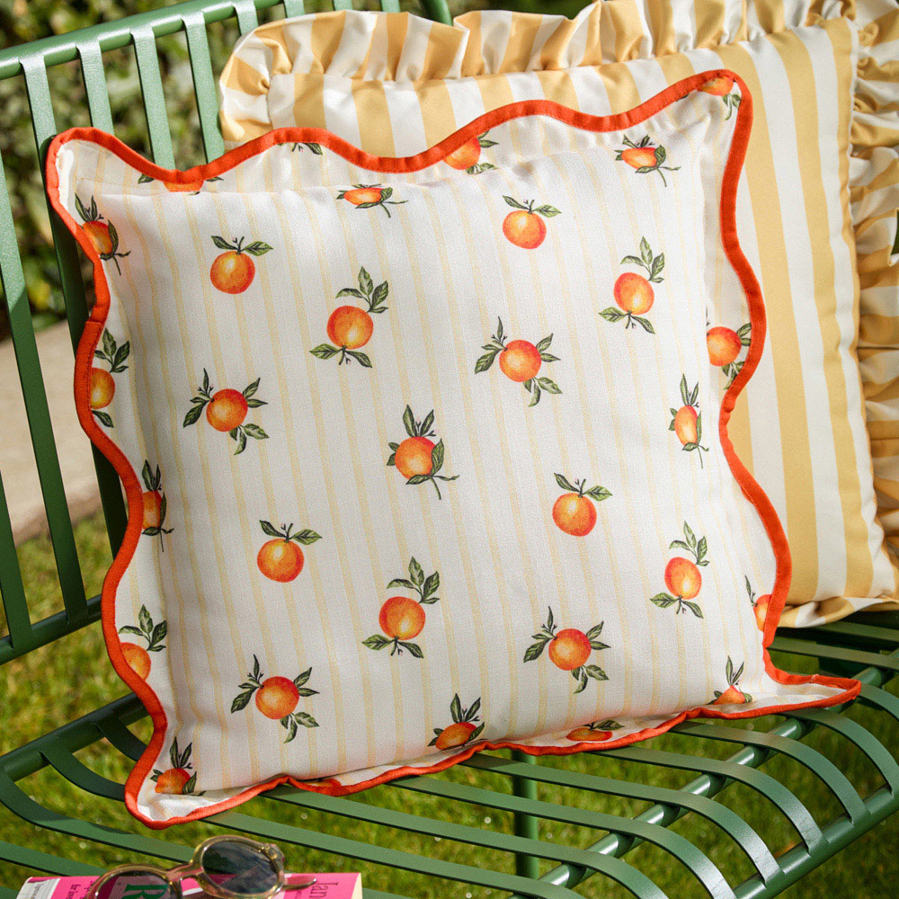 Furn Fruits Yellow Oranges Stripe Cushion 45 x 45cm Image 2