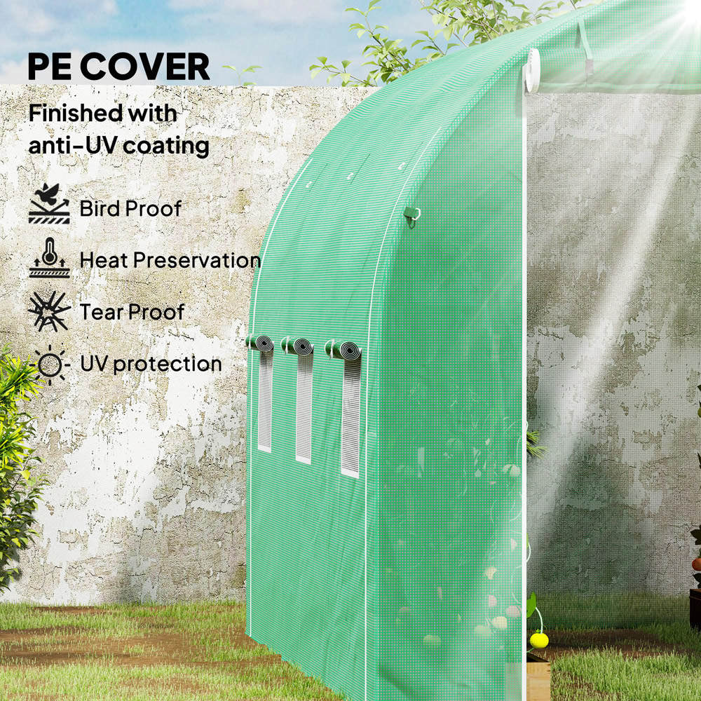 Outsunny Green PE Cover Galvanised Steel Frame 9.7 x 6.4ft Polytunnel Greenhouse Image 4